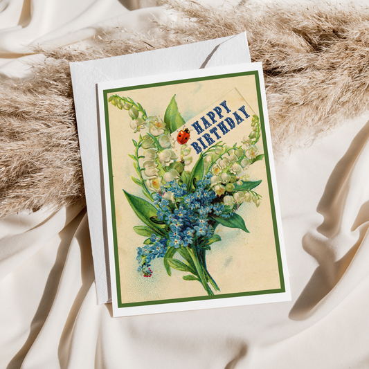 Birthday Card. Vintage Floral Bouquet