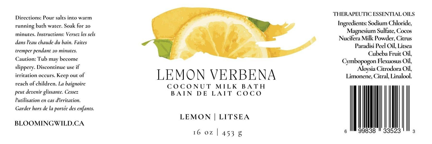 Lemon Verbena Coconut Milk Bath Salts | Large Bottle