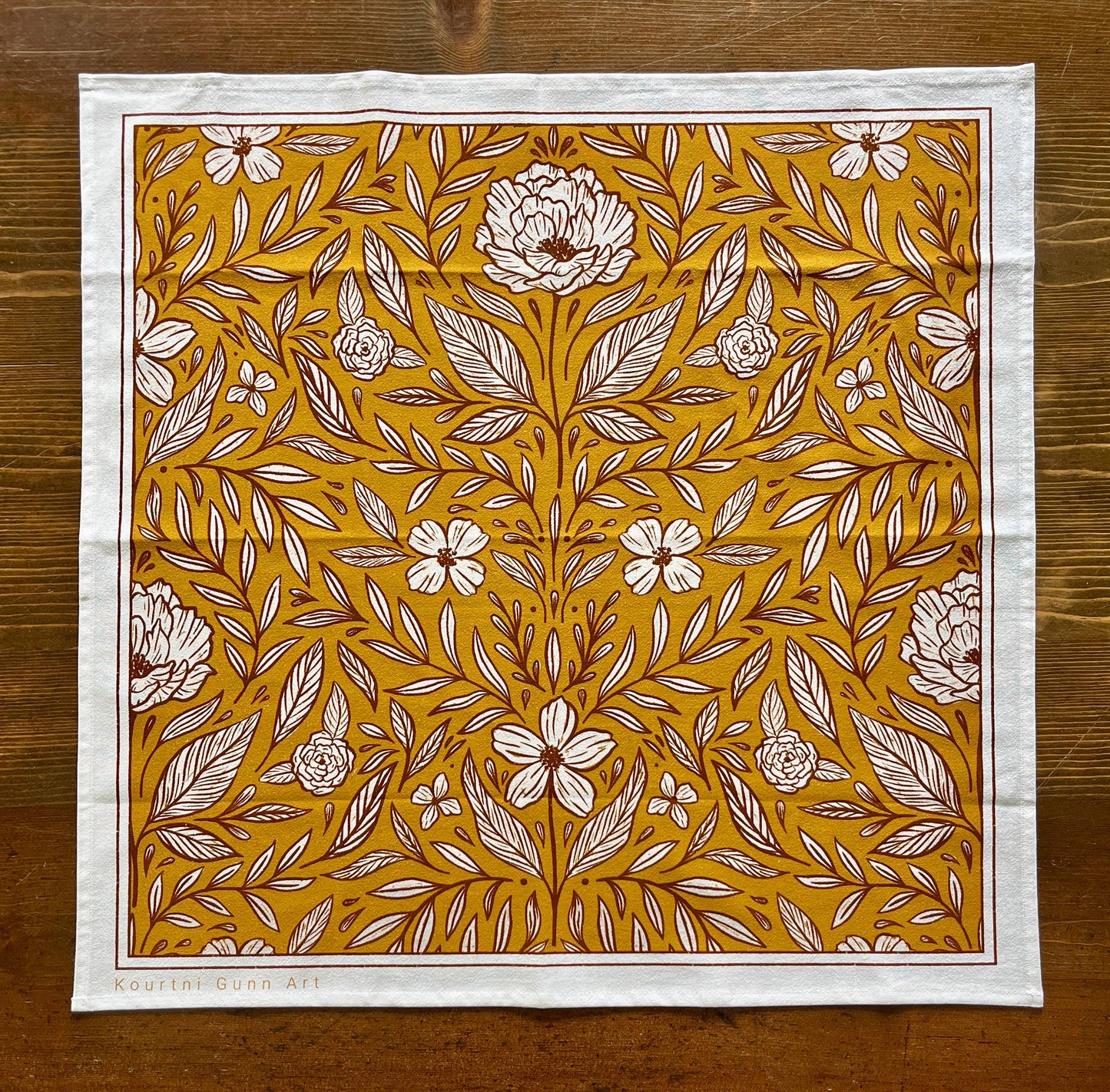 Yellow Floral Flour Sack Towel  |  Gold Tea Towel