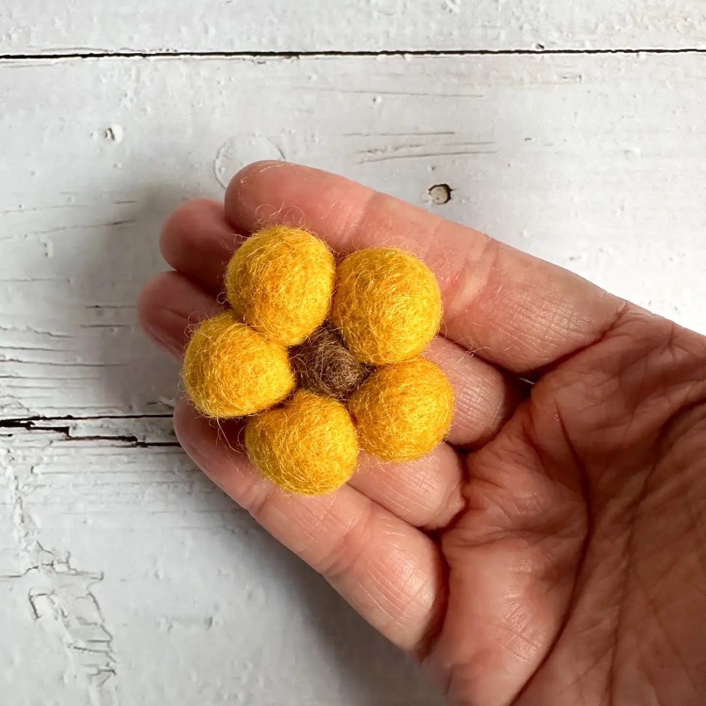 One Mini Felt Ball Sunflower
