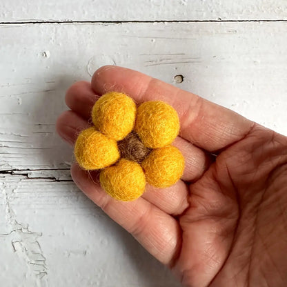 One Mini Felt Ball Sunflower