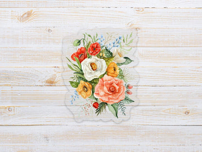 Clear Floral Bouquet Vinyl Sticker