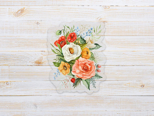 Clear Floral Bouquet Vinyl Sticker
