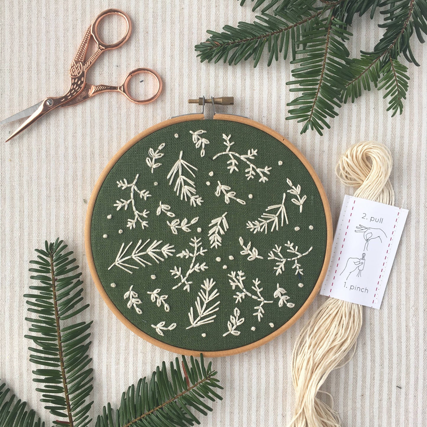 Winter Botanicals Embroidery Kit: Green