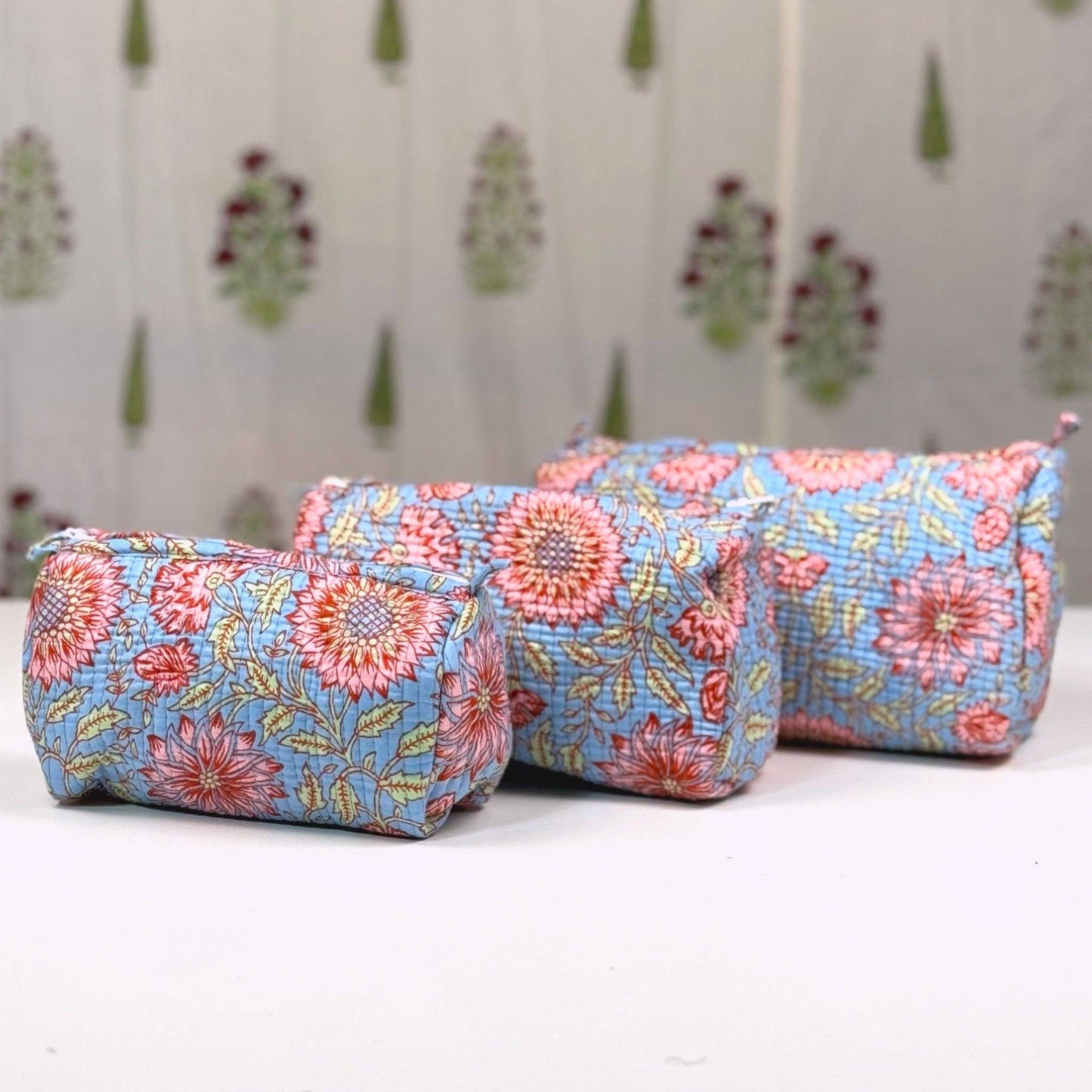 Hand-Made Blue Coloured Makeup Bag