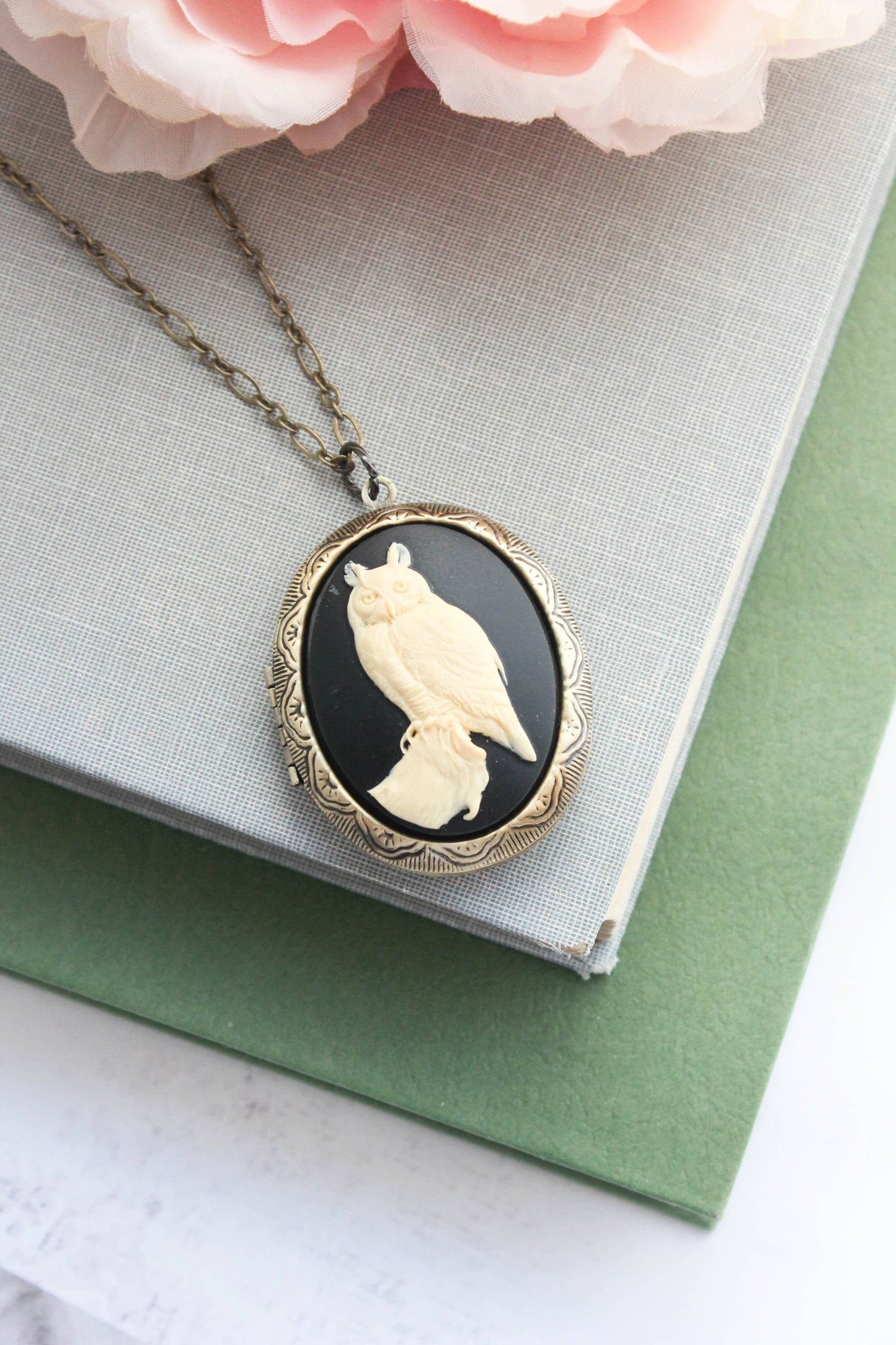 Owl Necklace | Photo Locket Necklace | Woodland Creatures: 26 Inches - 131.26