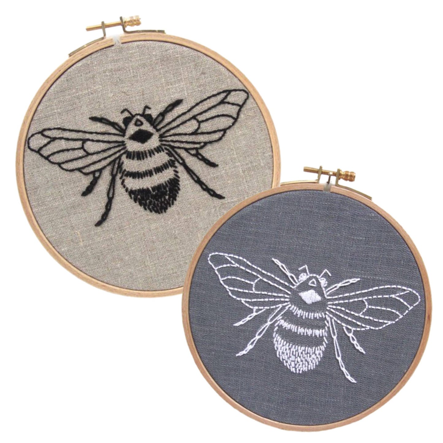 Bee Embroidery Kit: Natural/Black