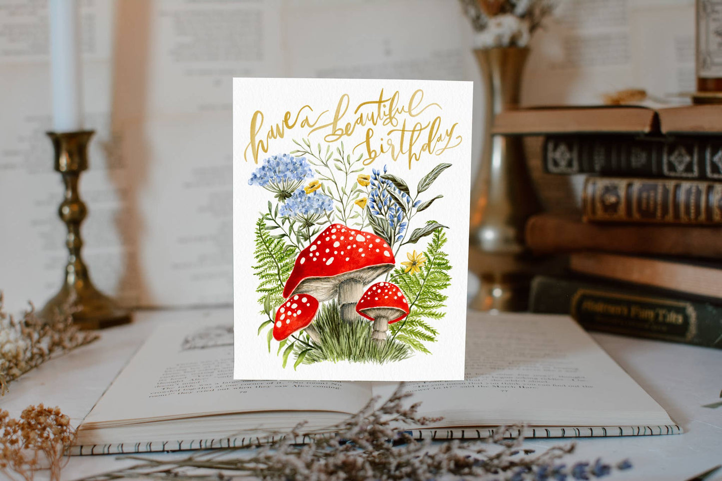 Mushroom Floral Birthday Card
