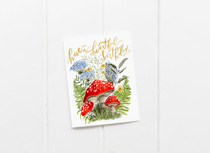 Mushroom Floral Birthday Card
