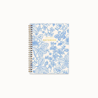 Blue Garden Notebook | Spiral Lined Notebook