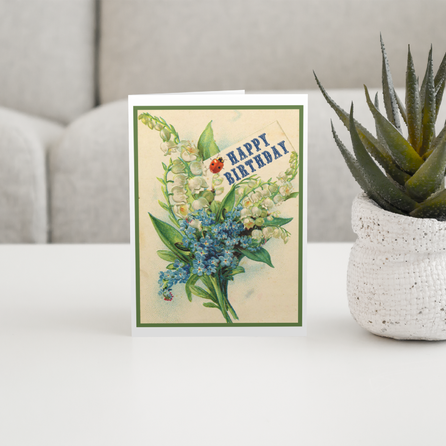 Birthday Card. Vintage Floral Bouquet