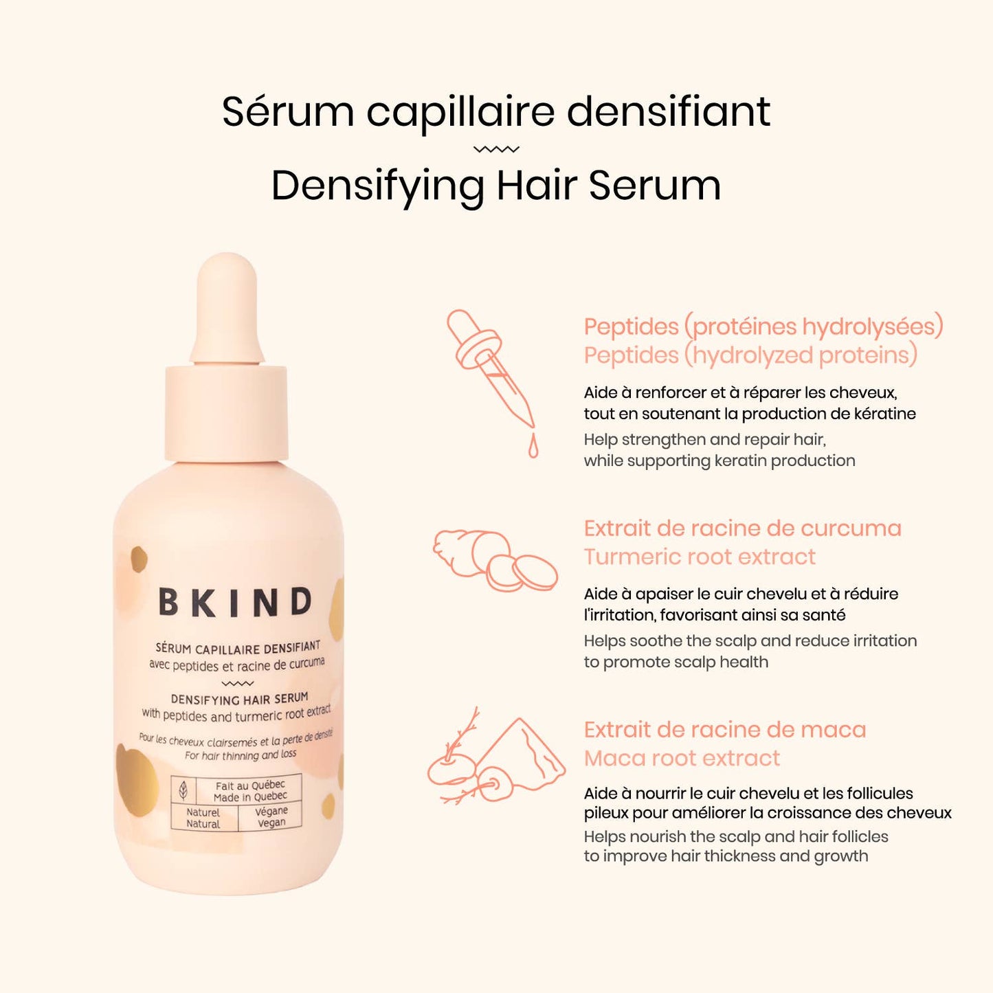 Densifying Hair Serum with Peptides + Turmeric Root Extract