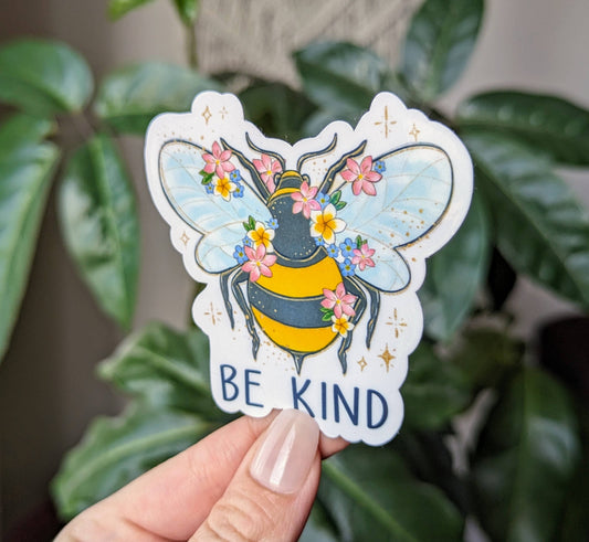 Be Kind vinyl sticker, motivational bee sticker