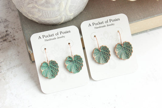 Lily Pad Earrings | Mint Patina Copper Earrings | #023