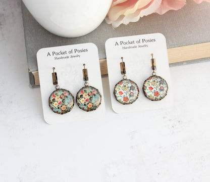 Floral Earrings | Flowers and Leaves | Aqua Mint 145