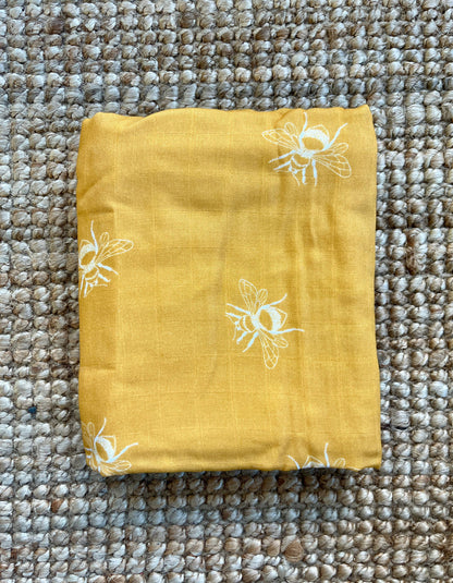 Bee Swaddle Blanket  |  Bumble Bee Muslin Baby Blanket