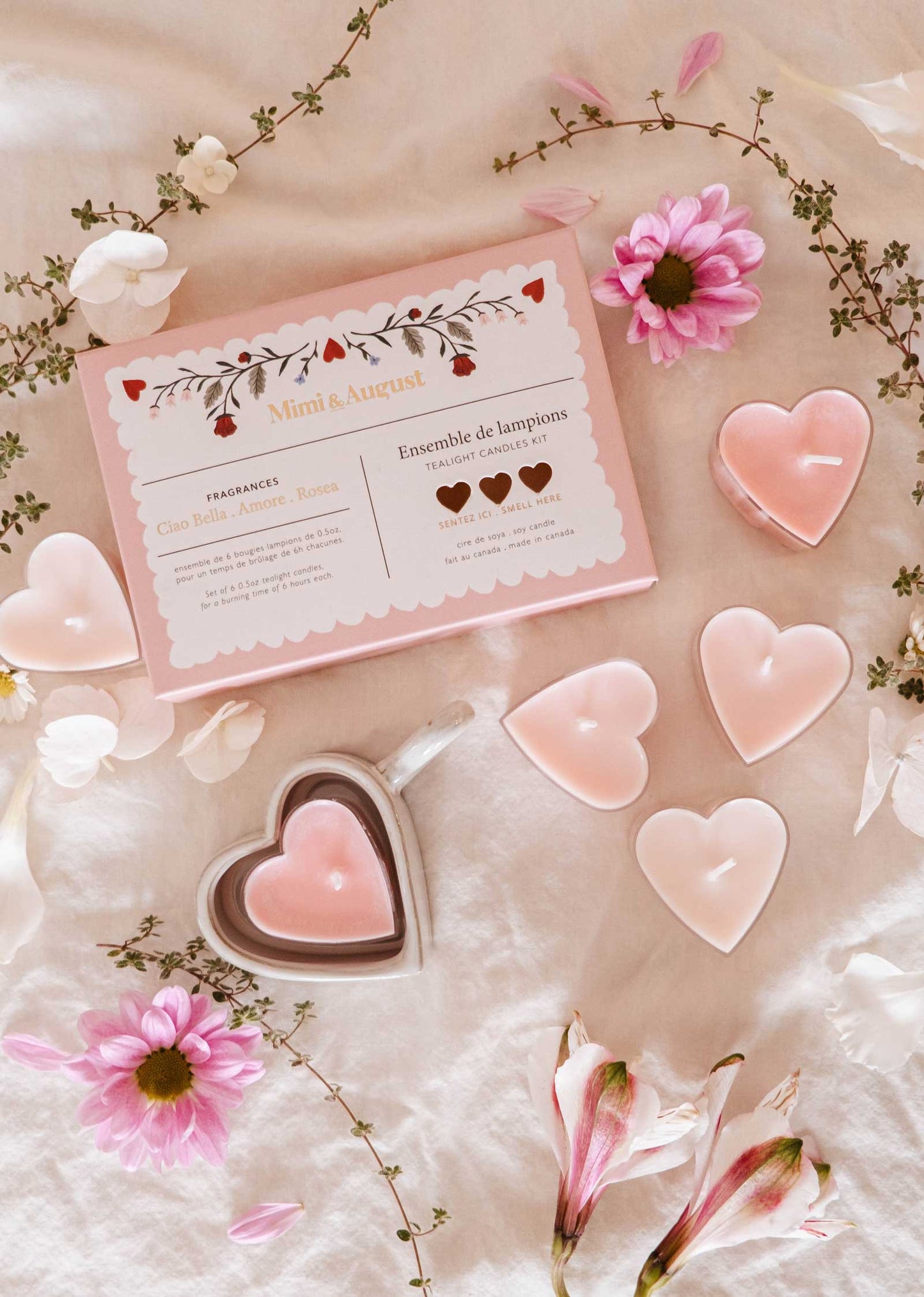 Heart Tealights + Holder Set