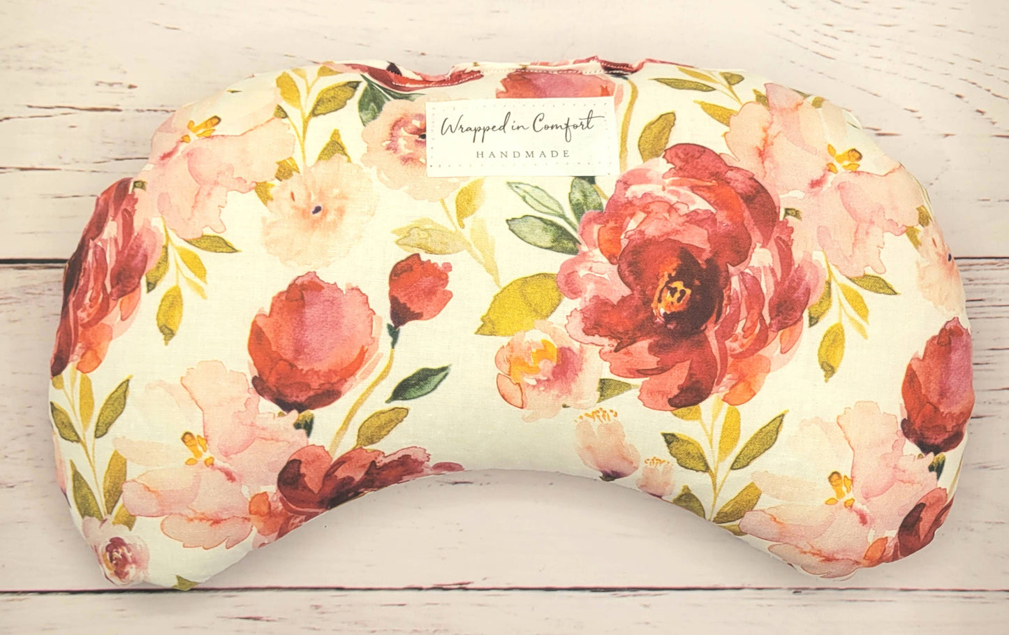 Red Floral | Organic Cotton Heating Pad - Bean Shaped