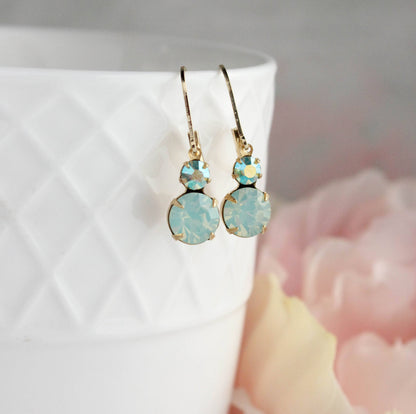 Small Earrings | Chrysolite Opal Glass | Mint Earrings | #233