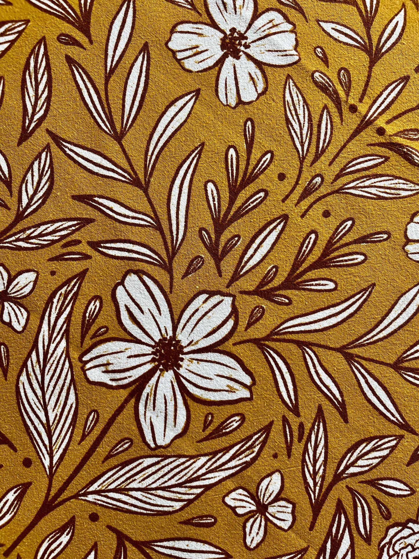 Yellow Floral Flour Sack Towel  |  Gold Tea Towel