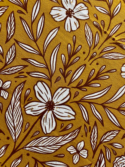 Yellow Floral Flour Sack Towel  |  Gold Tea Towel
