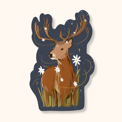 Magical Meadow Deer Sticker | Stag Waterproof Vinyl Sticker