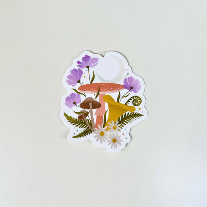 Moonlit Mushroom Sticker  |  Mushroom Vinyl Sticker