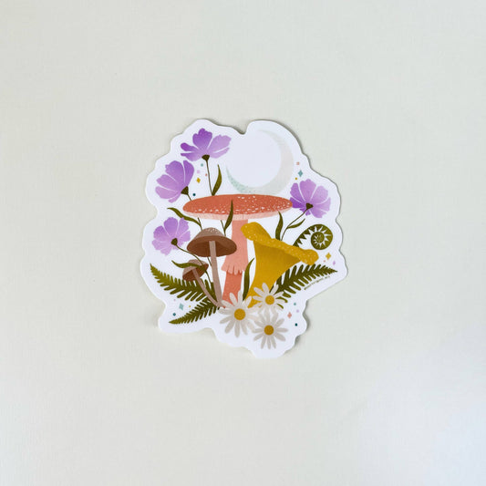Moonlit Mushroom Sticker  |  Mushroom Vinyl Sticker