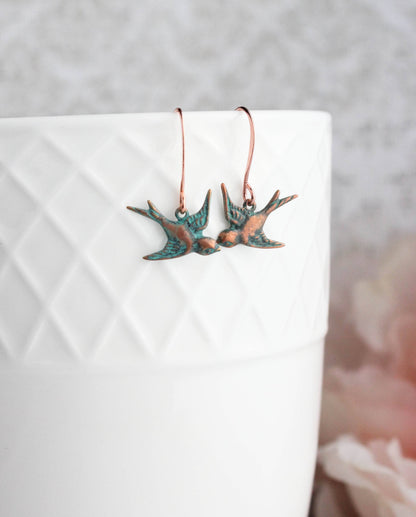 Copper Bird Earrings - 120