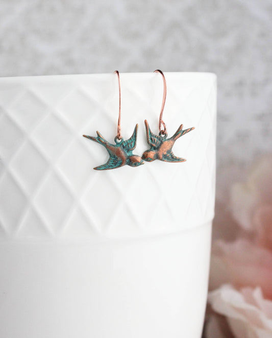 Copper Bird Earrings - 120