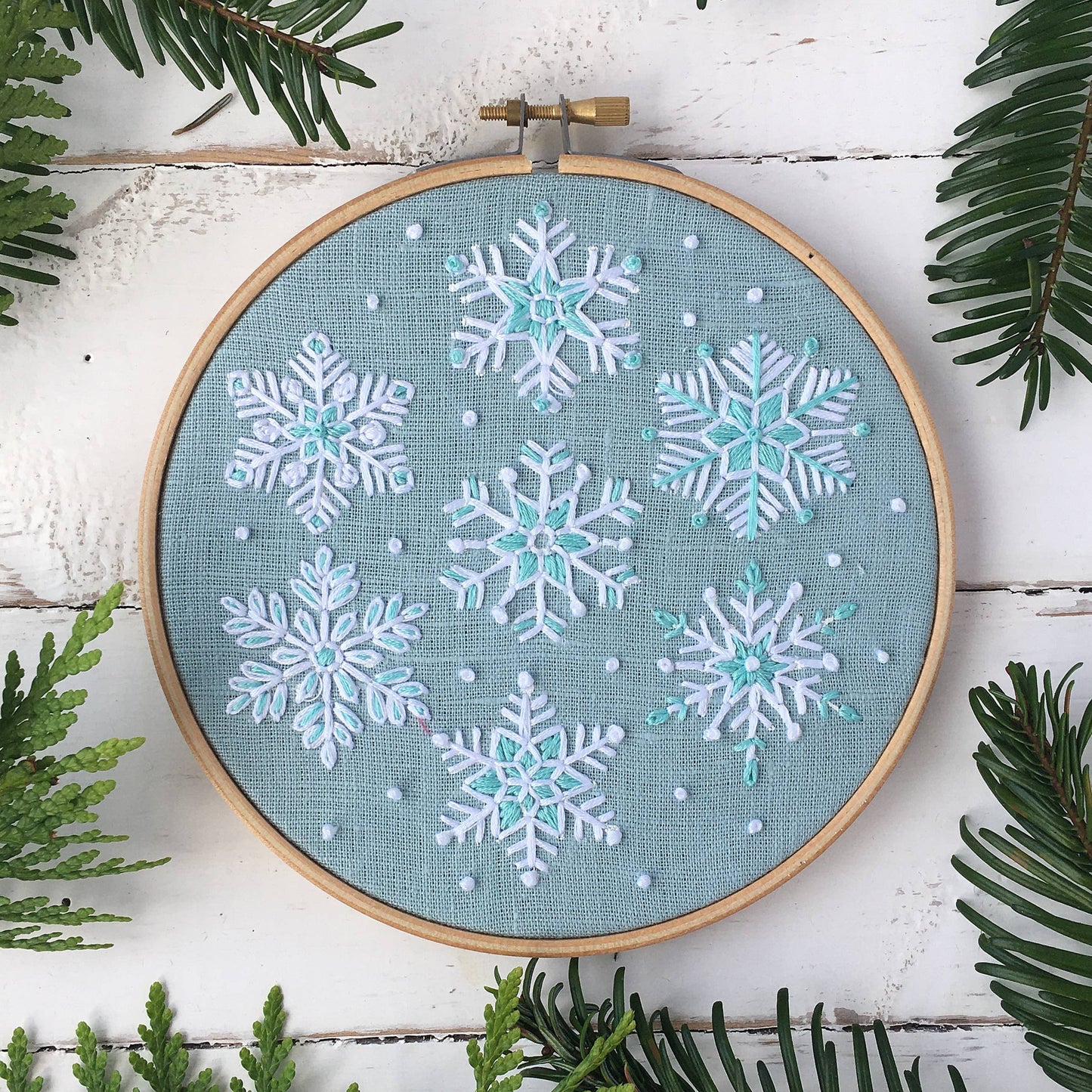 Snowflakes Embroidery Kit: Grey