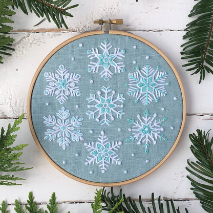Snowflakes Embroidery Kit: Grey