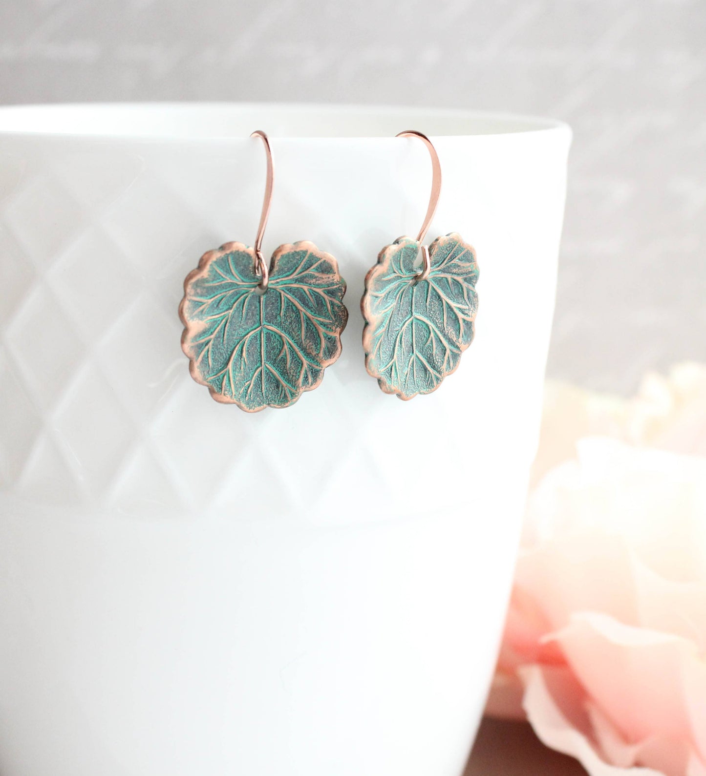 Lily Pad Earrings | Mint Patina Copper Earrings | #023