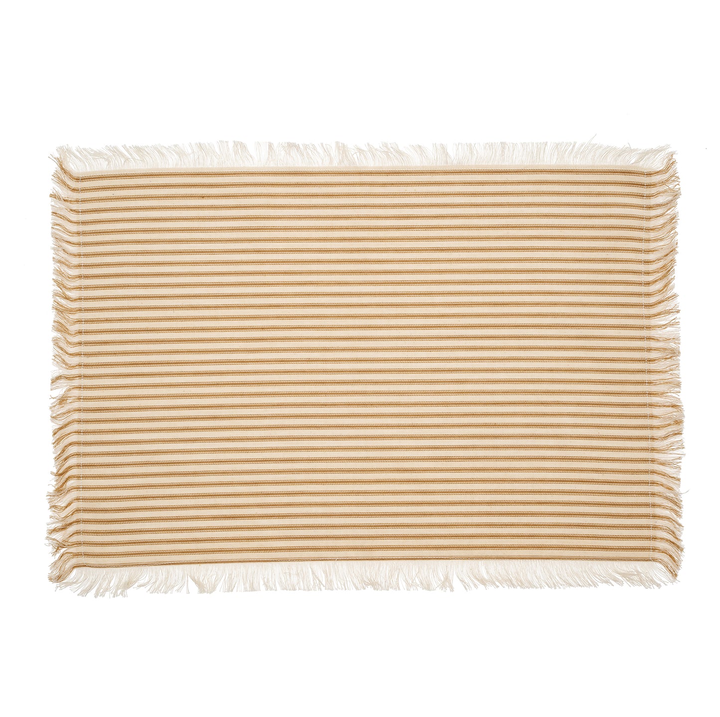 Ticking Fringe Tan Placemats - Set of 4