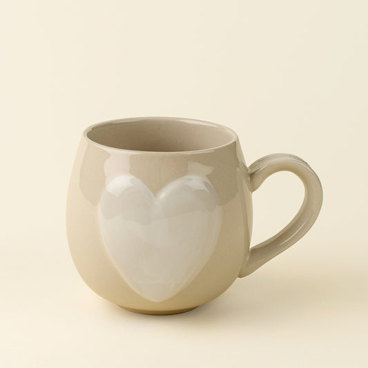 Cream Big Heart Mug