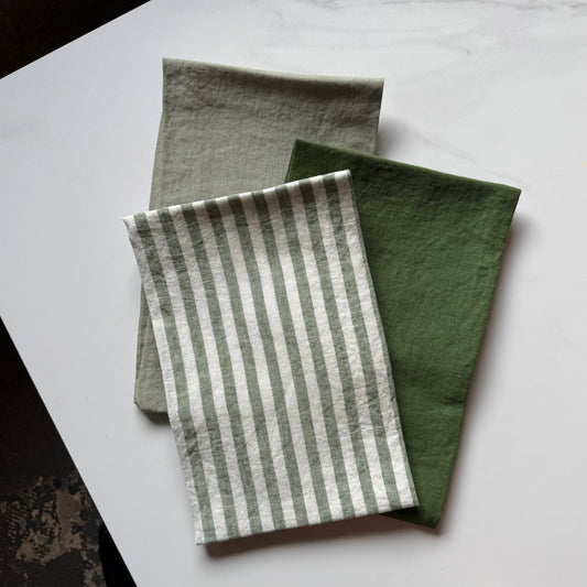 Green Ticking | Linen Kitchen Towel