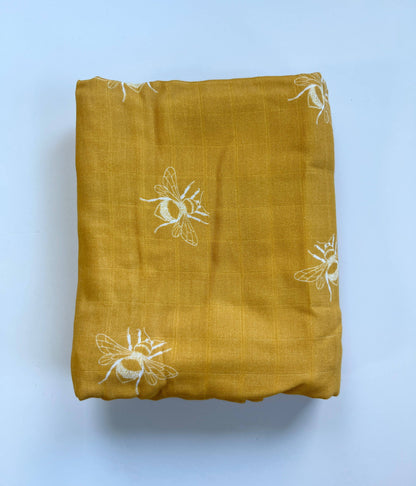 Bee Swaddle Blanket  |  Bumble Bee Muslin Baby Blanket