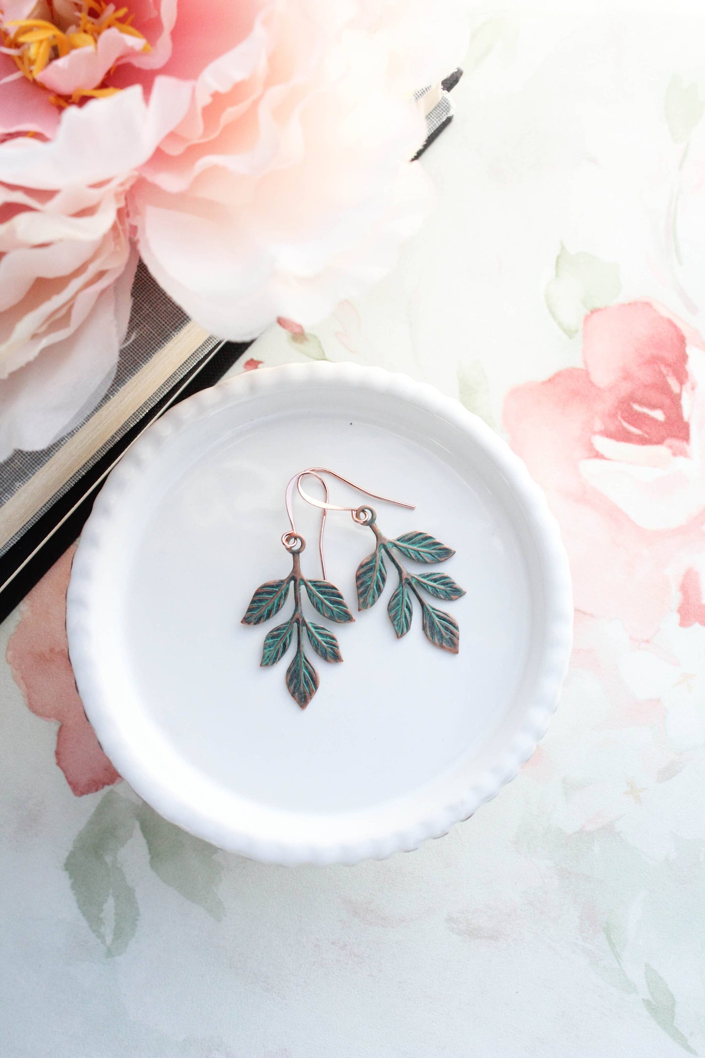 Copper Patina Branch Earrings (2 styles): MATTE mint copper | #120
