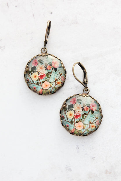 Floral Earrings | Flowers and Leaves | Aqua Mint 145