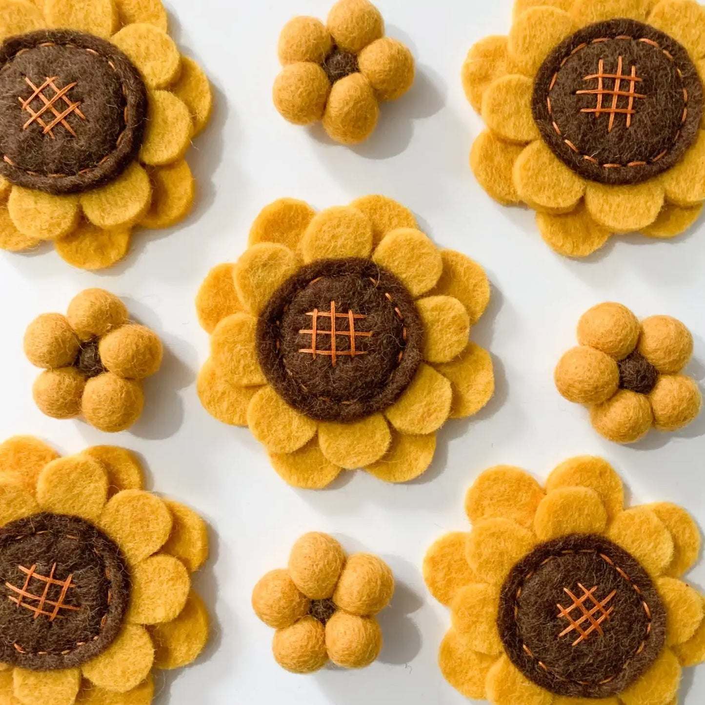 One Mini Felt Ball Sunflower