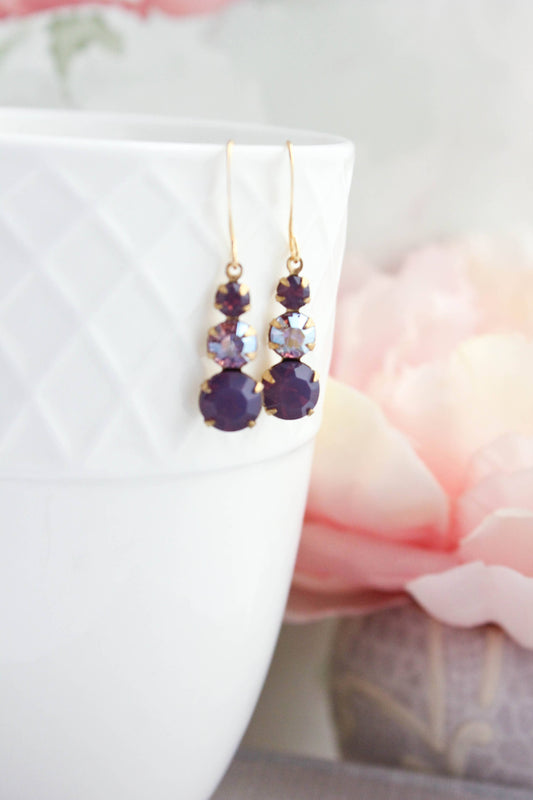 Vintage Glass Earrings | Shades of Purple - 214