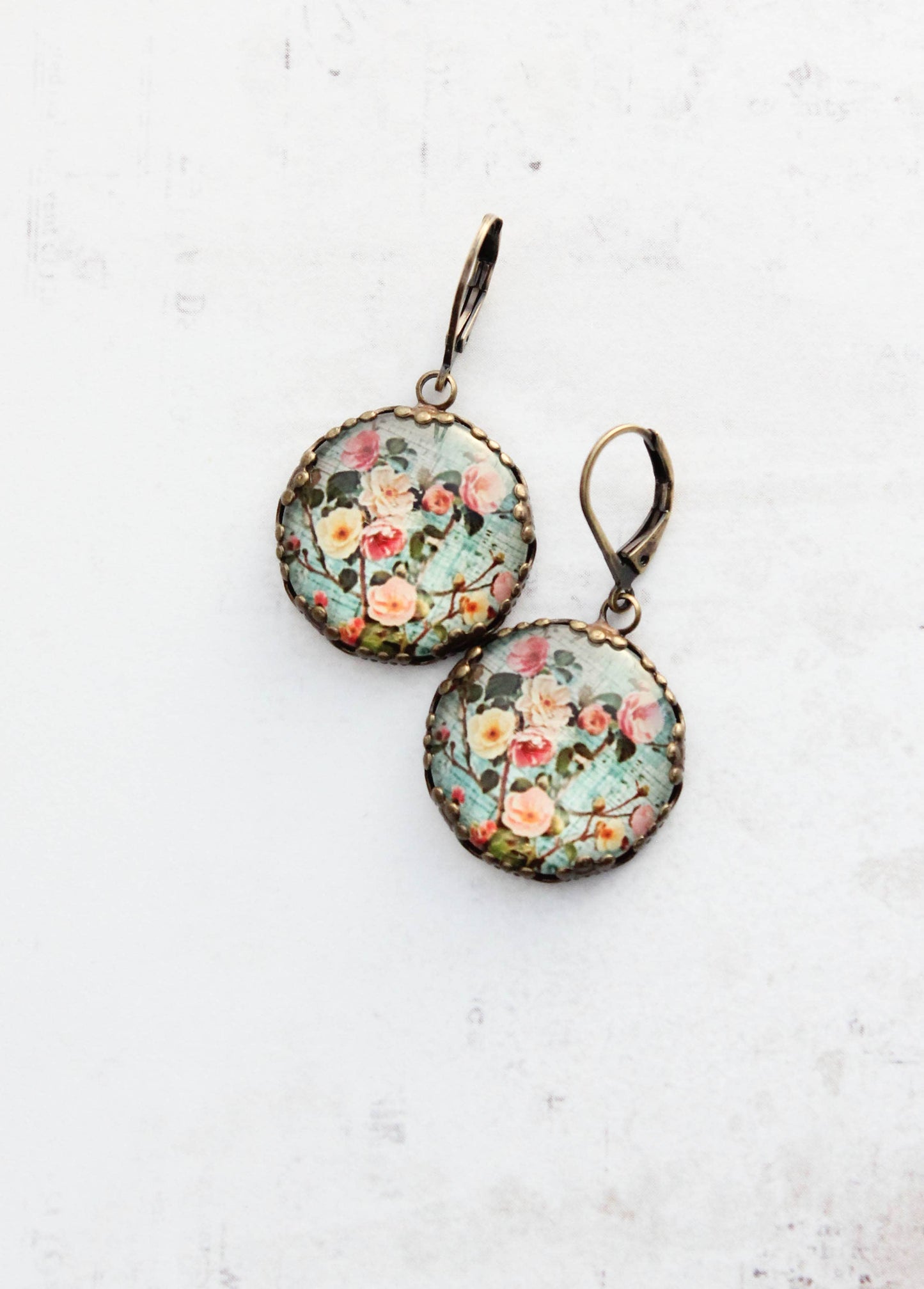 Floral Earrings | Flowers and Leaves | Aqua Mint 145