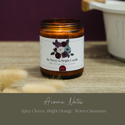 Be Merry & Bright Candle, Natural Holiday Essential Oil Candle (8oz)