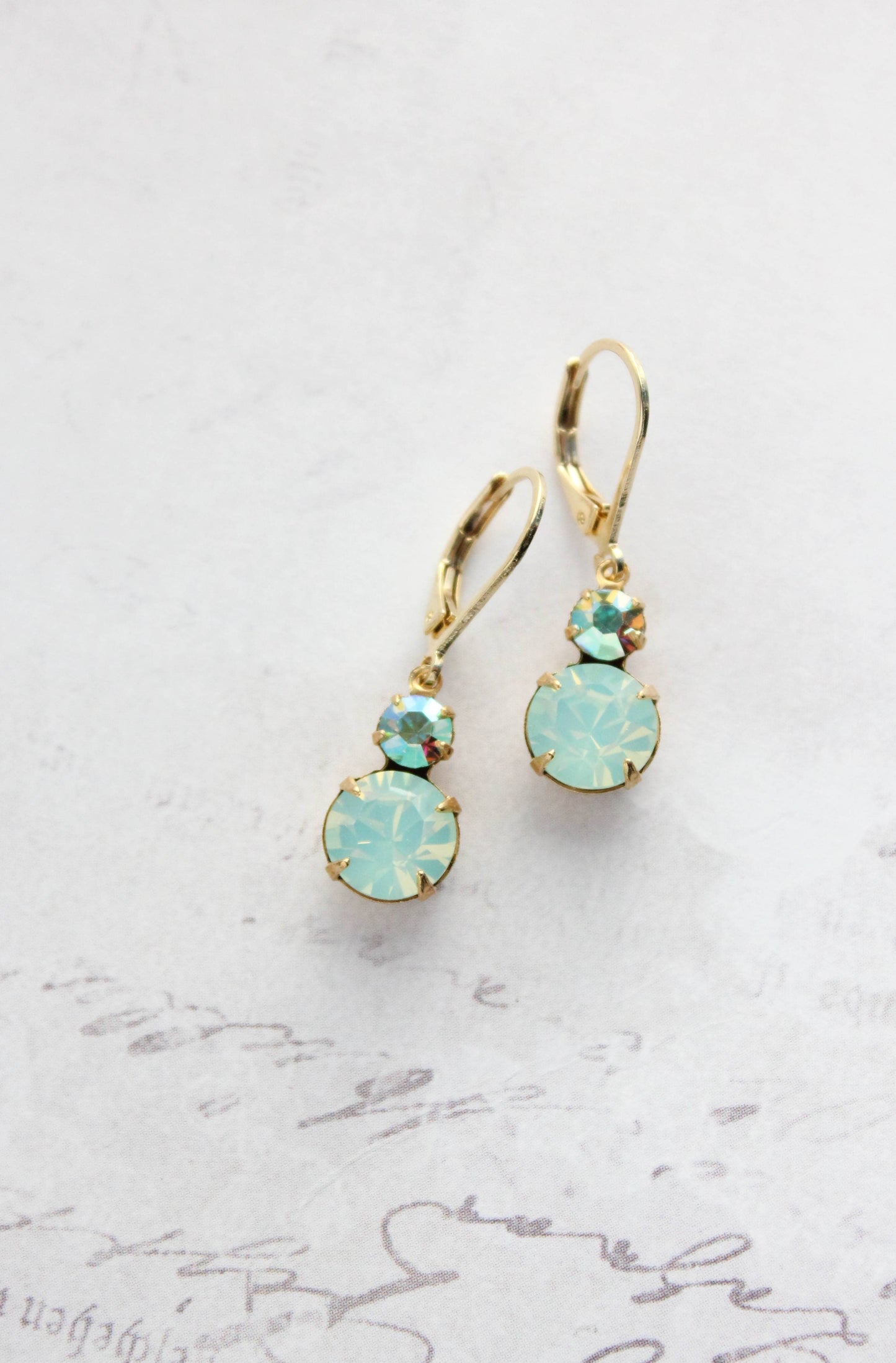 Small Earrings | Chrysolite Opal Glass | Mint Earrings | #233