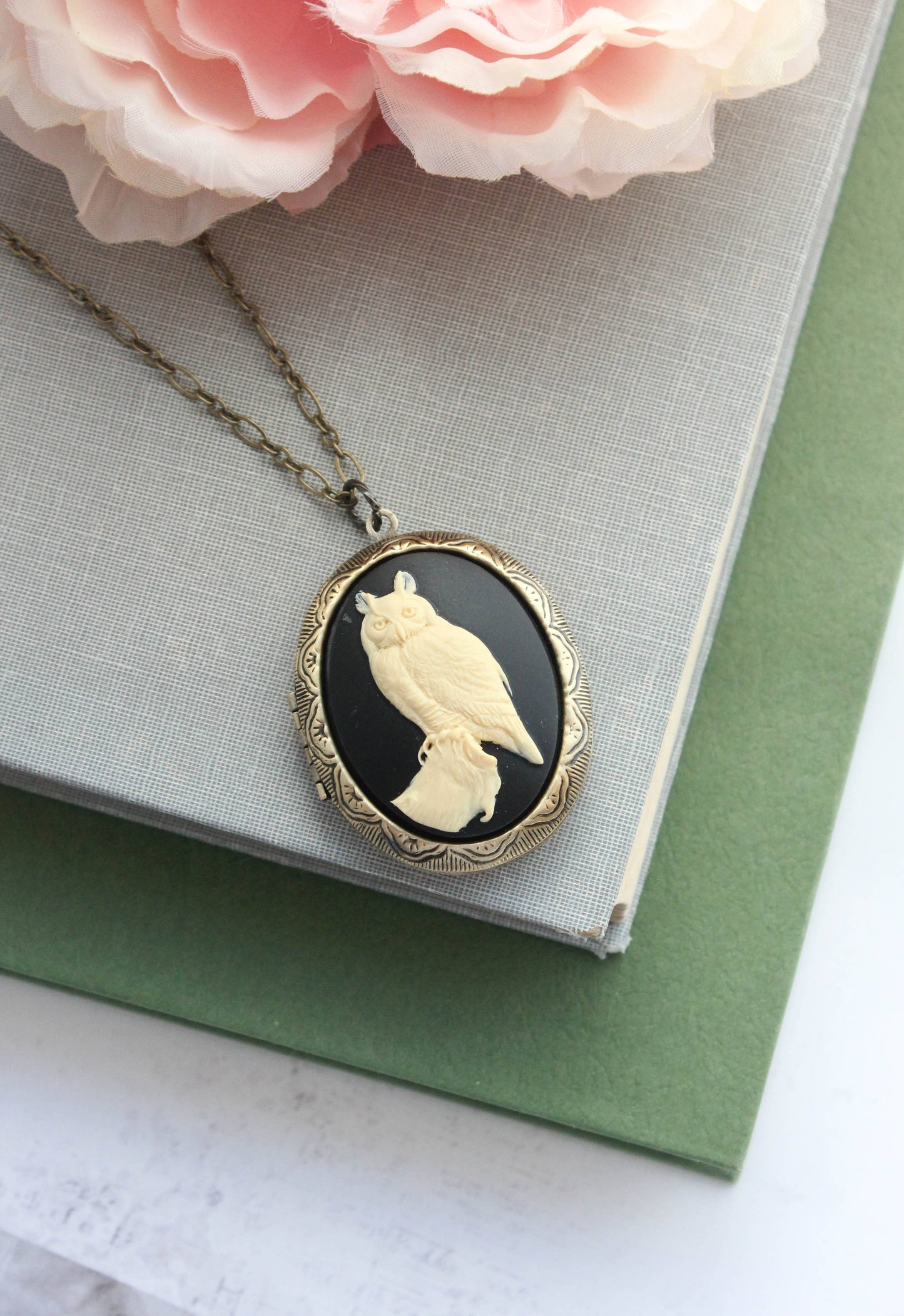 Owl Necklace | Photo Locket Necklace | Woodland Creatures: 26 Inches - 131.26
