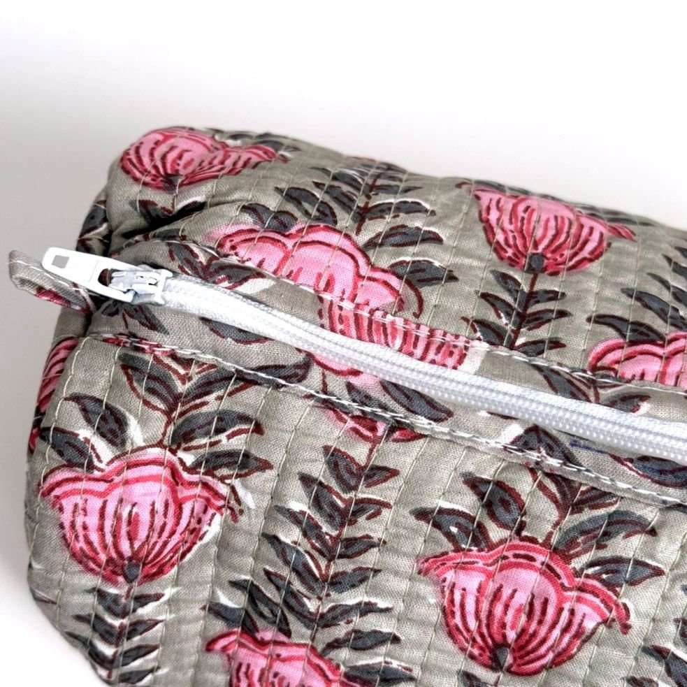 Hand-Made Khaki Coloured Makeup Bag