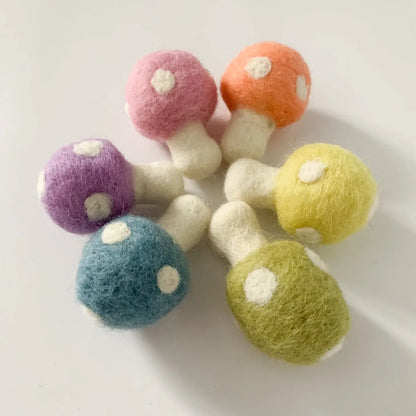 One Pastel Rainbow Regular Size Felt Mushroom