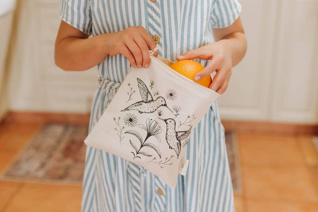Snack Bag , Reusable Snack bag, HUMMINGBIRD
