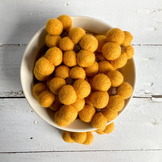 One Mini Felt Ball Sunflower