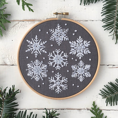 Snowflakes Embroidery Kit: Grey